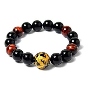 Bracelet Energie Oeil de Tigre Bracelet Oeil de Tigre, Dragon et Obsidienne Noire